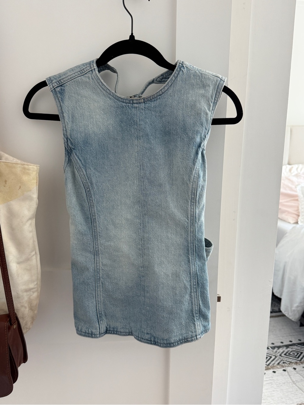ZARA Spain Denim Backless Top